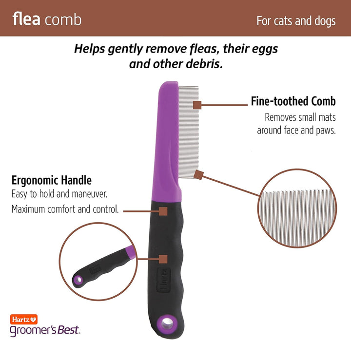 Groomer'S Best Flea Comb for Dogs and Cats, Fine-Toothed Gentle Pet Comb for Detangling or Dematting Face & Paws (Pack of 1)