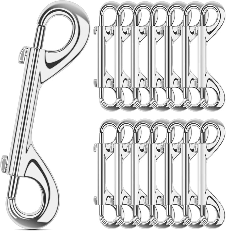 15 Pack Heavy Duty Snap Hooks Double Sided Clips for Hanging Horse Tack Sling Feed Buckets Dog Leash Collar Key Chain Zinc Alloy Metal Snaps Clip(3-1/2 Inch)