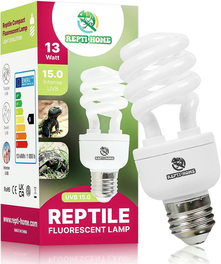 UVB Reptile Light 5.0, 13W Tropical and Sub-Tropical UVA UVB Bulb for Reptiles, Tropical Terrarium Compact Fluorescent Lamp, Reptile UVB Light Bulb for Chameleons, Iguanas and Turtles