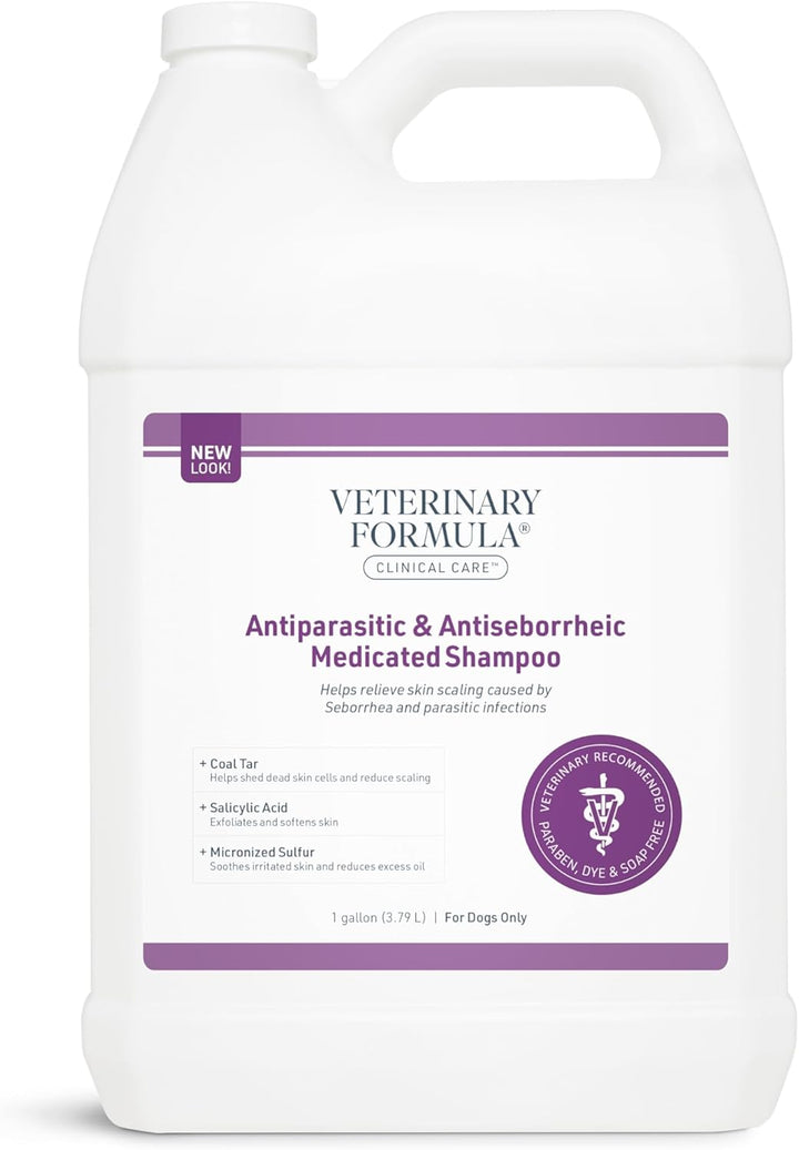 Clinical Care Antiparasitic & Antiseborrheic Medicated Dog Shampoo, 16 Oz – Paraben, Dye, Soap Free – Hydrating and Antifungal Shampoo for Dogs, White