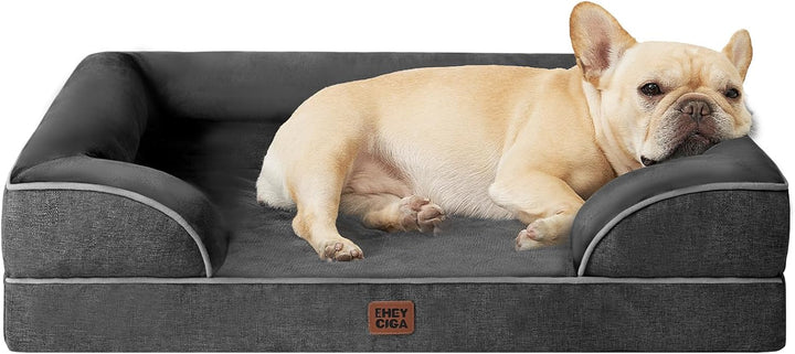 Orthopedic Dog Beds for Extra Large Dogs 44X32Inch, Waterproof Memory Foam XL Pet Bed with Sides, Non-Slip and Egg-Crate Foam Big Dog Couch Bed with Washable Removable Cover, Grey