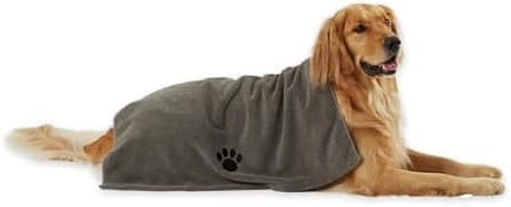 Pet Grooming Towel Collection Absorbent Microfiber X-Large, 41X23.5", Embroidered Gray
