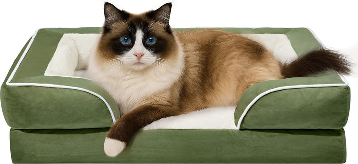 Orthopedic Dog Bed for Extra Large Dogs 42X30 Inch, Waterproof Supportive Egg Crate Foam XL Pet Bed with Removable Bolsters, Dog Couch with Washable Cover & Non-Slip Bottom, Grey