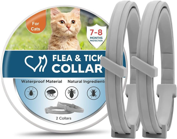 Cat Flea Collar,Adjustable Flea and Tick Collar for Cats,Easy to Use,Safe for People and Pets-8P