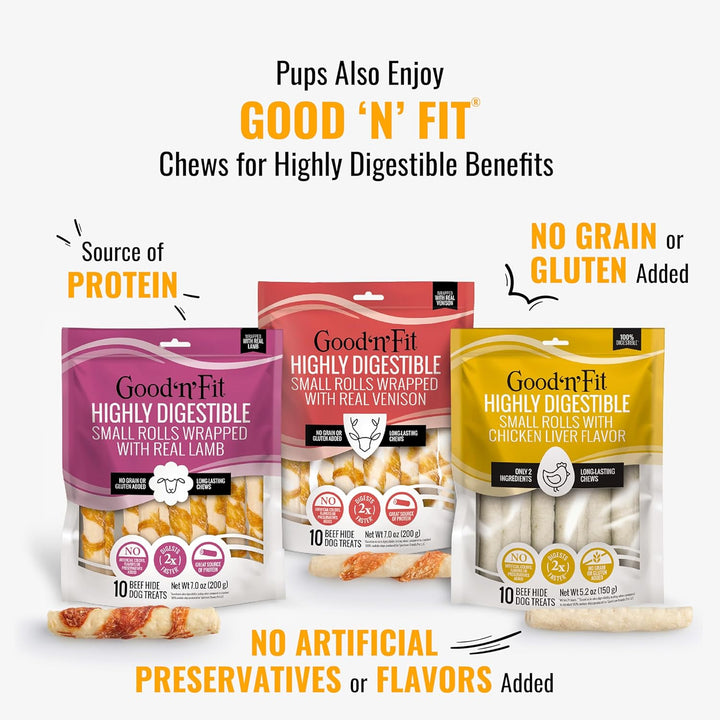 Good ‘N’ Fun Triple Flavor Chews for Large Dogs, Treat Your Dog to Long-Lasting Chews Made with Beef Hide, Chicken and Artificial Pork Flavor, 2 Count