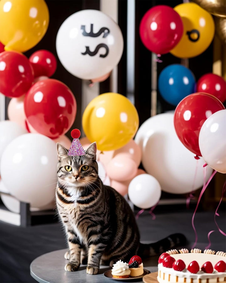 10 Pack Mini Small Dog Hats with Sequins Puppy Birthday Party Hats Cats Adjustable Holiday Hats Headband Kitten Hats Pet Grooming Costume Accessories