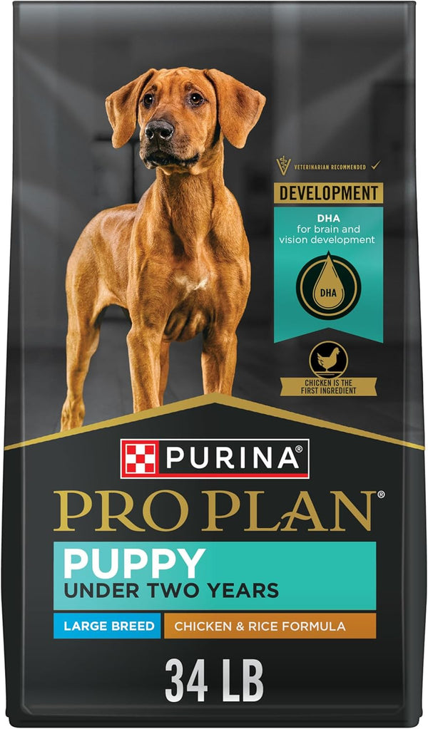 Large Breed Dry Puppy Food, Chicken and Rice Formula - 34 Lb. Bag