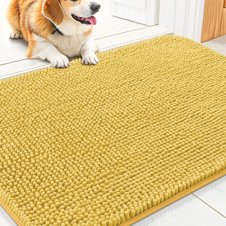 Dog Door Mat for Muddy Paws 30X20, Absorbs Moisture and Dirt Doormat, Non-Slip Washable Quick Dry Chenille Front Door Mat Indoor Entrance, Entryway Carpet for inside Floor, Grey
