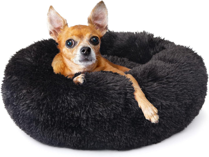 Small Calming Dogs Bed for Small Dogs Anti-Anxiety Machine Washable Fluffy Luxury Anti-Slip Waterproof Mute Base Warming Cozy Soft Pet Puppy round Bed