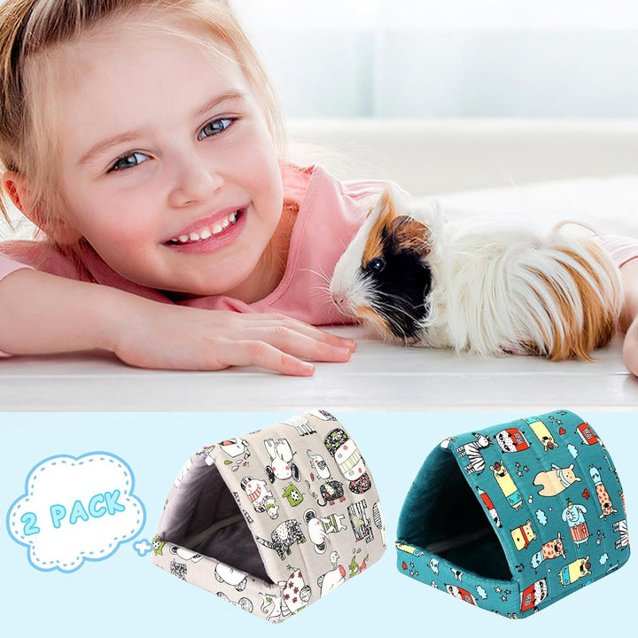 2 Pack Guinea Pig Hideout,Guinea Pig Bed Washable Small Animal House Cage Accessories for Mouse Chinchillas Hamsters Hedgehogs Ferrets Bearded Dragons and Rats