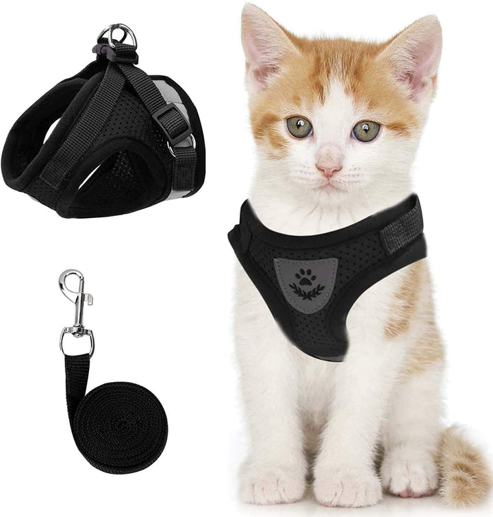 Cat Vest Harness and Small Dog Vest Harness for Walking, All Weather Mesh Harness, Cat Vest Harness with Reflective Strap, Step in Adjustable Harness for Small Cats (Red, XS)
