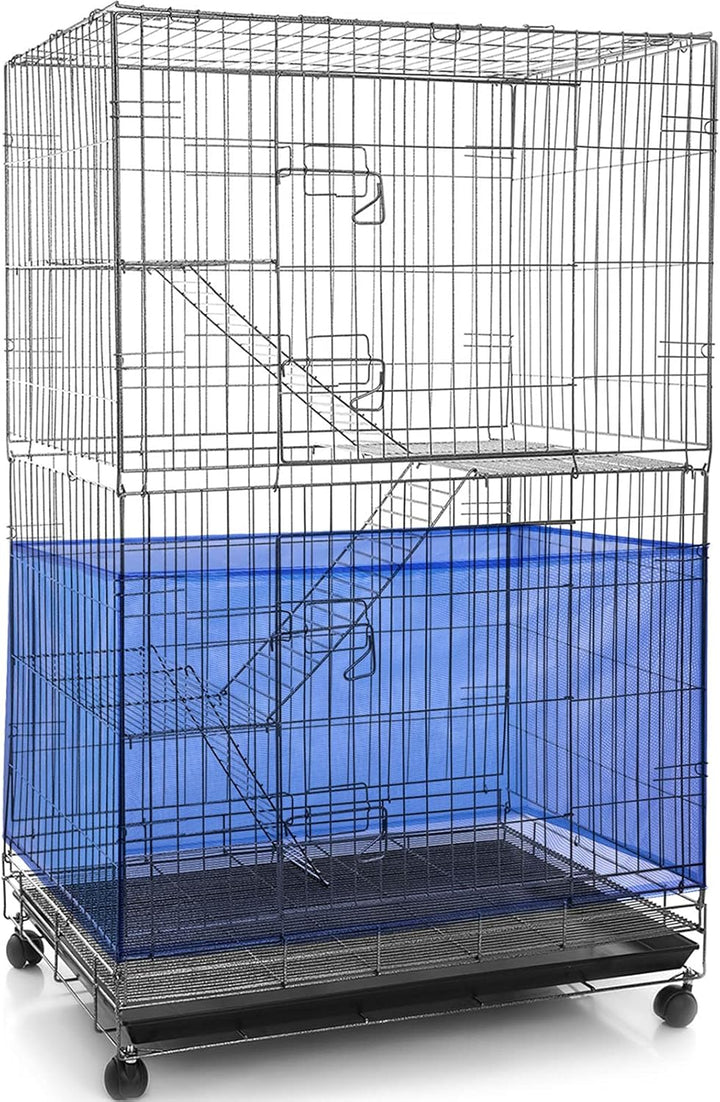 Large Bird Cage Seed Catcher,Bird Cage Cover Net Skirt Guard,Adjustable Soft Airy Mesh Net for Parrot Parakeet Macaw(118 X 15 Inch/ 300 X 37 Cm,Black)