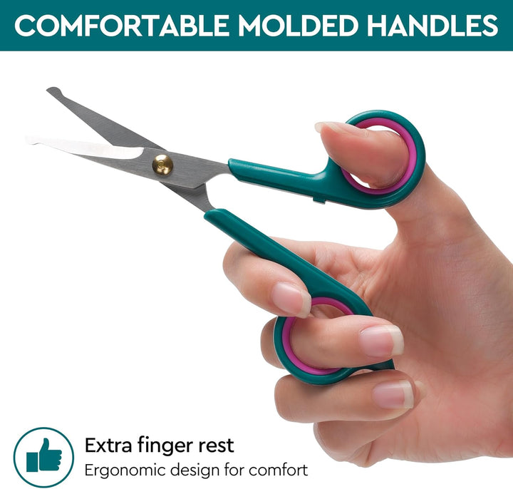 Professional Dog and Cat Grooming Scissors, Pet Grooming Shears, Sharp Stainless Steel Blade with round Tips - Safety Fur Trimming for Dogs, Cats (Set of 2)