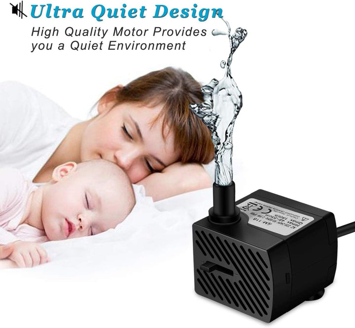 3W 50GPH Mini Submersible Water Pump, Small Fountain Pump for Pond, Aquariums, Fish Tank, Tabletop Fountain, Pet Fountain, Indoor or Outdoor Fountain