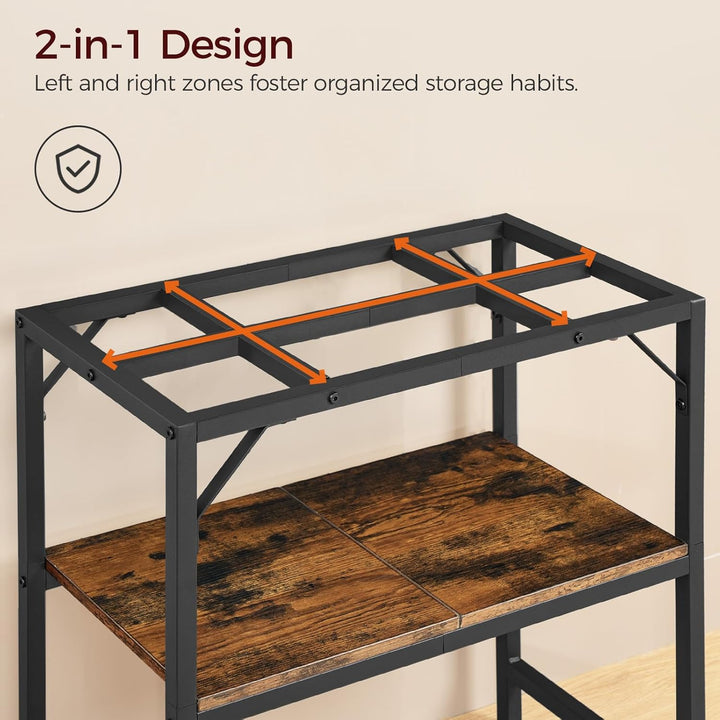 20 Gallon Fish Tank Stand, Aquarium Stand with 2-Tier Storage Shelves, Heavy Duty Breeder Turtle Terrarium Stand Rack for Home Office, 24.0" L X 11.8" W X 24.4" H, Rustic Brown FTHR2001