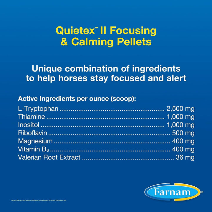 Quietex II Horse Calming Supplement Pellets, Helps Manage Nervous Behavior and Keep Horses Calm & Composed in Stressful Situations, 1.625 Lbs, 26 Day Supply