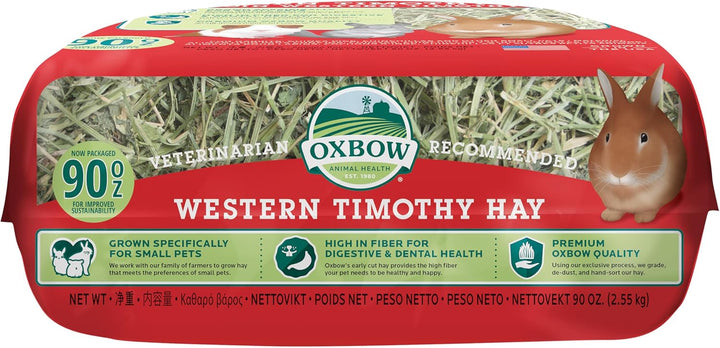Animal Health Western Timothy Hay, Guinea Pig Hay, Small Pet Bunny Supplies, All Natural Grass for Guinea Pig, Bunny, Chinchilla & Hamster,  Rabbit Supplies for Bunnies, 90 Oz. Bag