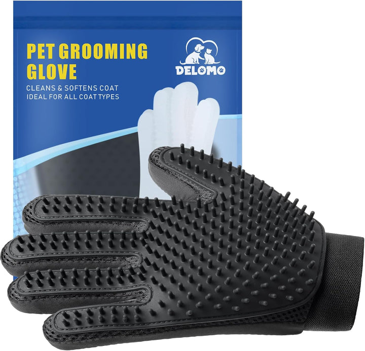 Pet Hair Remover Glove - Gentle Pet Grooming Glove Brush - Deshedding Glove - Massage Mitt with Enhanced Five Finger Design - Perfect for Dogs & Cats with Long & Short Fur - 1 Pack (Right-Hand), Blue