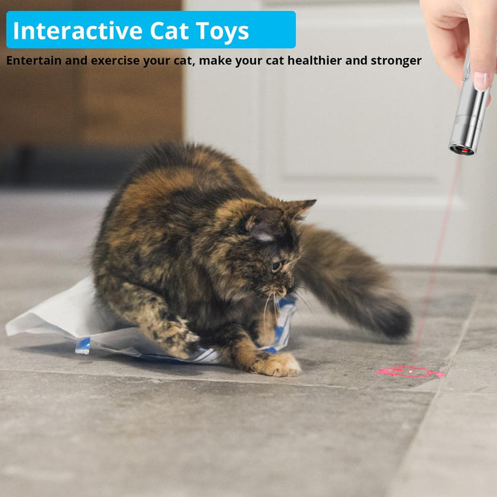 Cat Toy Pointer for Indoor Cats, USB Rechargeable Kitten Toys with 7 Adjustable Patterns, Interactive Chase Toys for Indoor Cats & Dogs, Training & Exercise Fun