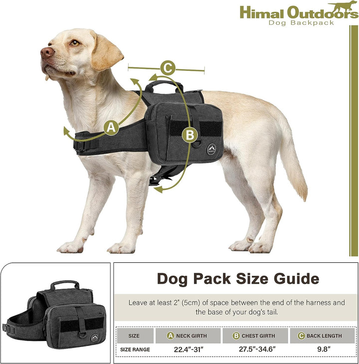 Outdoors Dog Backpack & Saddle Bag, Tactical Hiking Backpack for Large Dogs with Side Pockets & Adjustable Strap