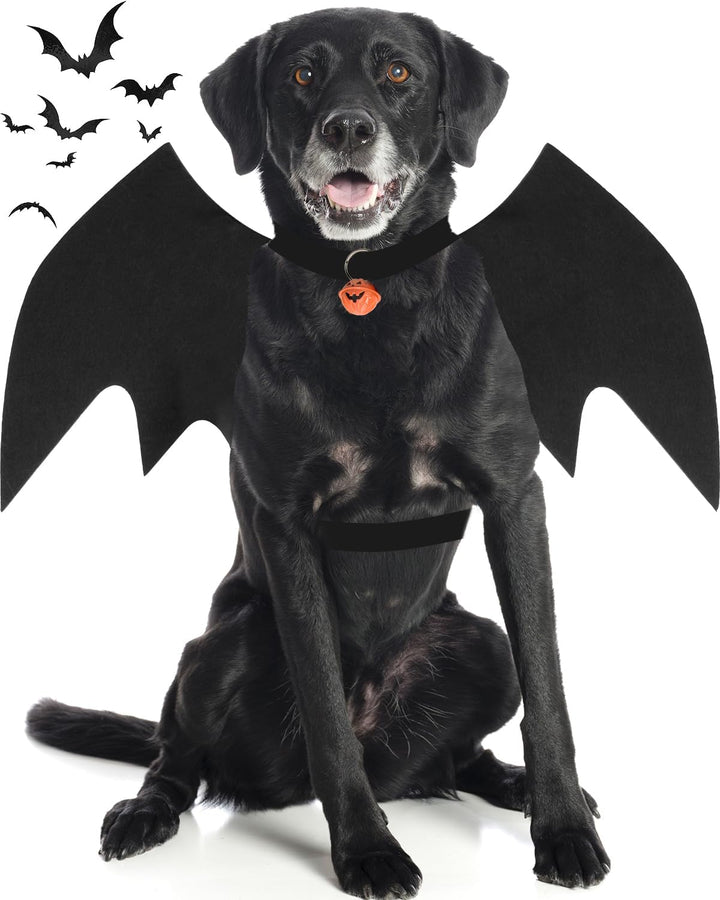 Dog Halloween Costumes for Large Dogs, Dog Bat Wings with Pumpkin Bell Pet Halloween Cosplay Party Dress up (Large)