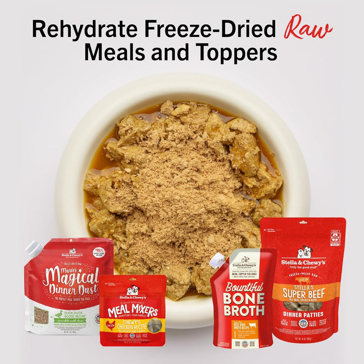 Human-Grade Grass-Fed Beef Bone Broth for Dogs - Joint & Gut Health Liquid Food Topper with Collagen & Turmeric, 16 Fl Oz Resealable Pouch