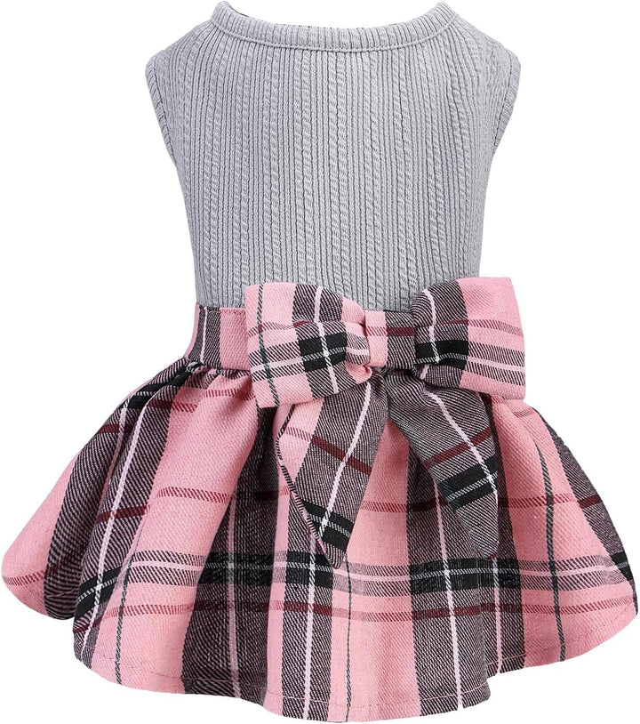 Classic Plaid Dog Dress Cute Puppy Clothes Outfit Medium