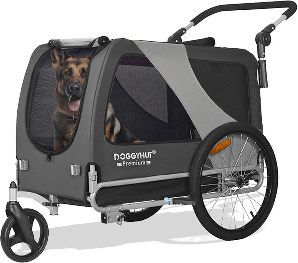 ® Premium Large/Xl Pet Bike Trailer & Stroller for Large Sized Dog or Multiple Small Dogs,Low Center of Gravity,Parking Brakes,Easy Folding Frame,Bicycle Carrier