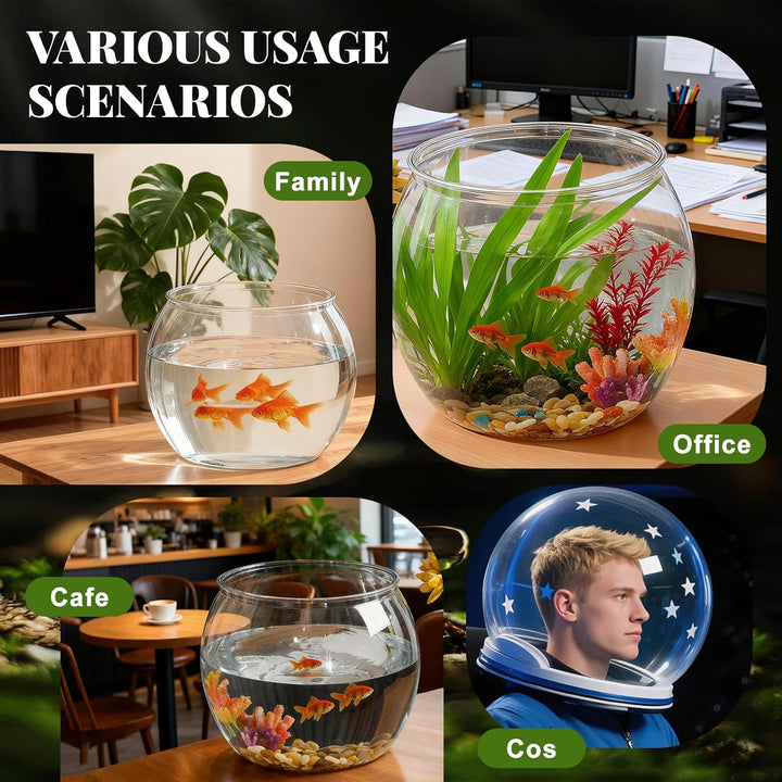 5 Gallon Plastic Fish Tank Large Bowl Shatterproof with Crystal Clear Clarity for Terrarium, Flower Vase Centerpiece Gift for Fish Lovers (Round)