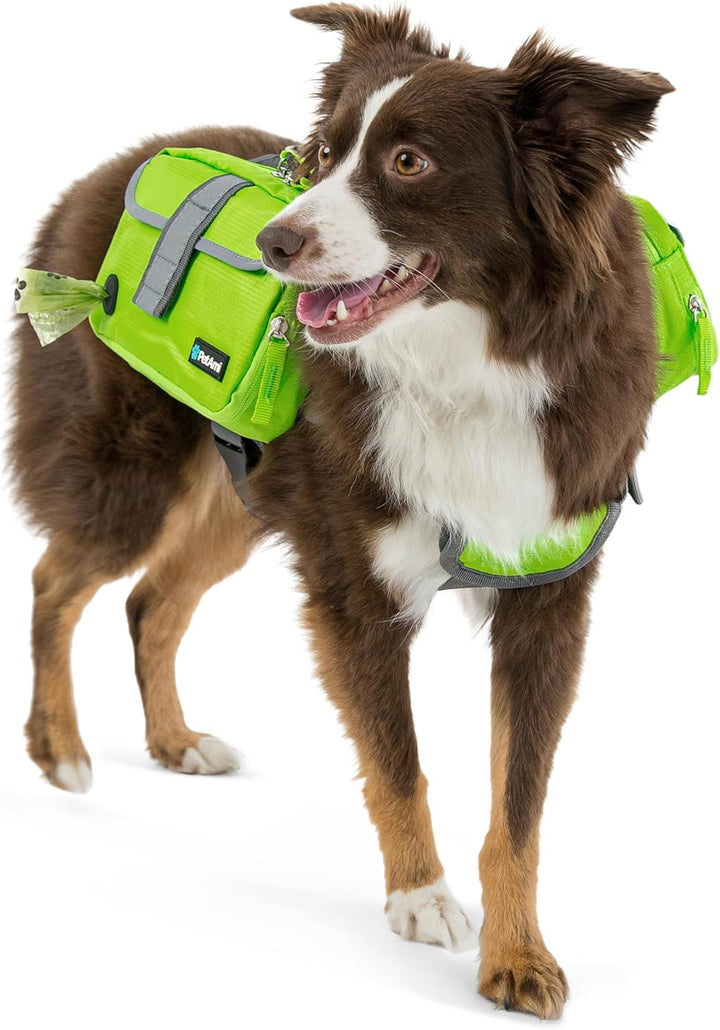 Dog Backpack for Medium & Large Dogs, Saddle Bag for Dogs to Wear for Hiking, Pet Backpack Harness Dog Pack with Reflective Side Pockets for Walking Running