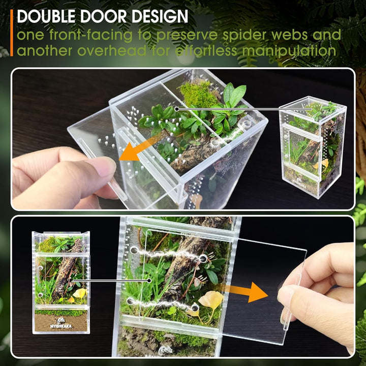 Jumping Spider Enclosure Accessories, Tarantula Spider Box, Bug Cage, Praying Mantis Habitat Enclosure, Snail Insect Terrarium, Caterpillar Habitat (3X3X6 Inch)