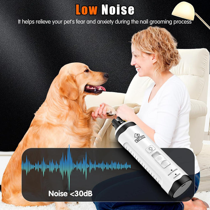 Dog Nail Trimmers with Light, Cat Dog Nail Clippers, Dog Nail Grinder Quiet for Large Medium Small Dogs Paw & Cats Claw, Electric 2-Speed Pet Toenail Grooming Supplies, Gifts for Dog Lovers.