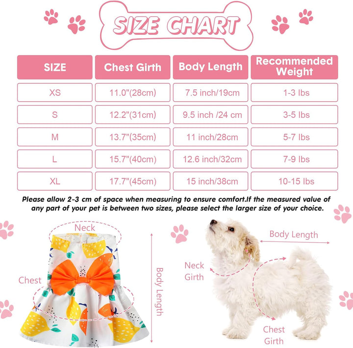 5 Pieces Dog Clothes Girl Dog Dresses Floral Puppy Dresses Pet Cat Princess Bowknot Clothes Cute Puppy Summer Outfits for Yorkie Female Cat Pets, 5 Styles(Cute Style,Small)