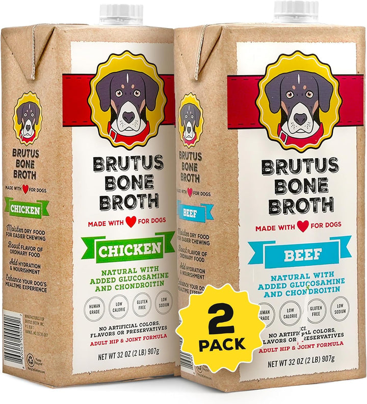 for Dogs - All Natural Bone Broth for Dogs with Chondroitin Glucosamine Turmeric -Human Grade Dog Food Toppers - Beef and Pork Bundle