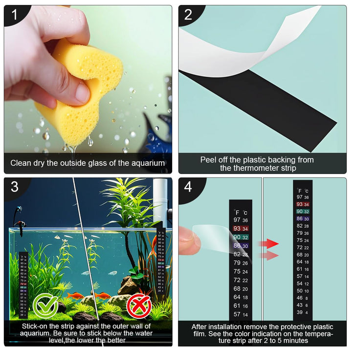 Brewing Thermometer Strip Adhesive Strip Thermometer Aquarium Thermometer Sticker Thermometer Sticker for Fish Tank/Kombucha 39℉ to 97℉ & 4℃ to 36℃