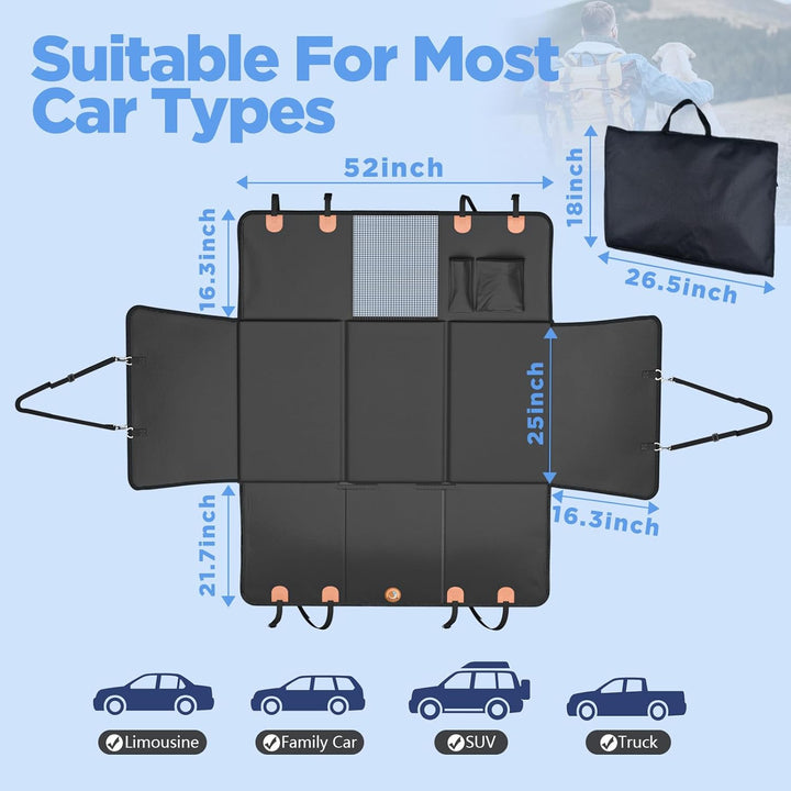 Back Seat Extender for Dogs, Waterproof Dog Car Seat Cover for Back Seat with Hard Bottom, 2025 Upgraded Material, anti Scratch, Safer, Easy to Use and Clean, Holds 400Lbs