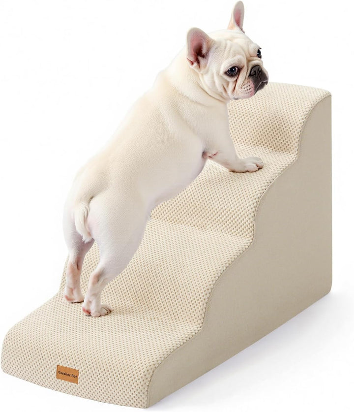 Dog Stairs for Small Dogs 16.5" H, 2 in 1 Transformable 3-Step Pet Stairs and Ramp, Dog Steps for Couch (13-20 In) with Durable Non-Slip Waterproof Cover and Certipur-Us Certified Foam