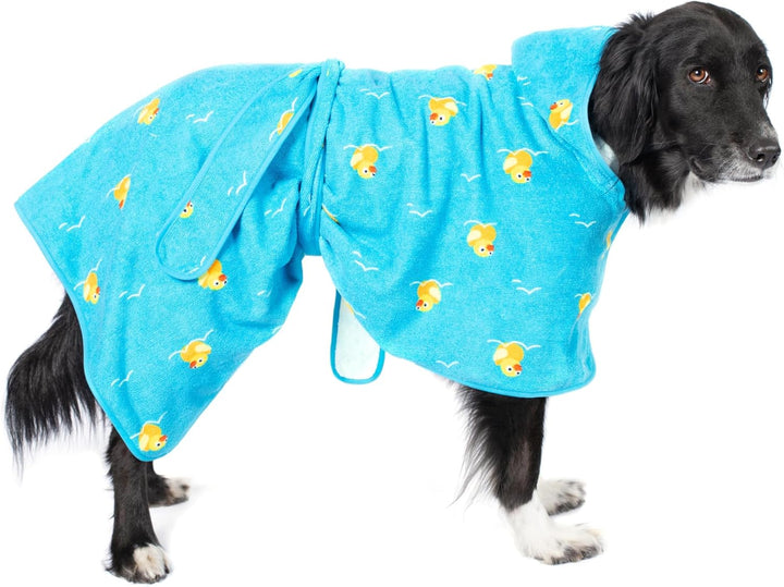 Dog Bathrobe Fast Drying with Hook and Loop Closure & Wrap Tie Snuggle, Cute Dogs Clothes, Easy to Clean, Machine Washable, Dog Coats and Tumble Dry Low - Lion, Small
