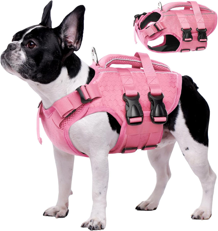 Dog Life Jacket High Flotation, Reflective Dogs Life Vest for Swimming Boating, Adjustable Small Medium Large Dog Lifejacket, Lightweight Dogs Life Preserver Rescue Handle Spring Summer Pool