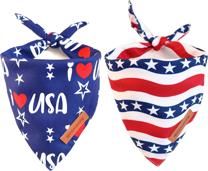 Fall Halloween Dog Bandanas 2 Pack, Orange Plaid Pet Scarf for Boy and Girl, Premium Durable Fabric, Holiday Thanksgiving Bandana for Medium and Large Dogs (Large)