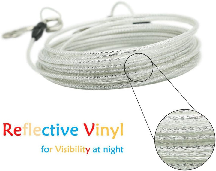 30Ft Reflective Tie-Out Cable for Heavy Dogs up to 125 Pounds