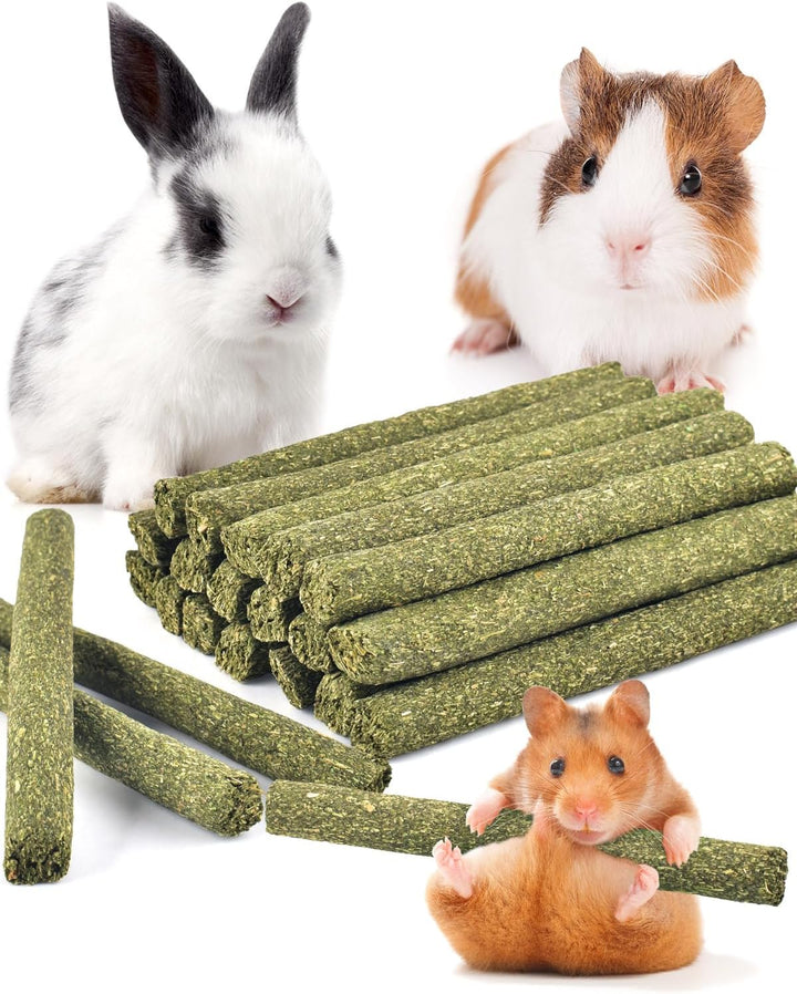 Timothy Hay Sticks for Rabbits 38PCS, Natural Timothy Grass Molar Teeth Stick Chew Toys for Bunnies Chinchillas Guinea Pigs Hamsters and Other Small Animals Treats
