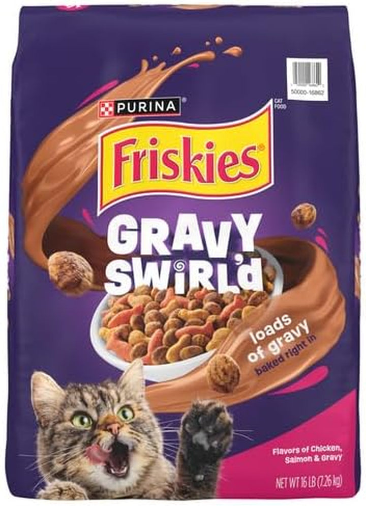 Purina  Dry Cat Food Gravy Swirl'D with Flavors of Chicken, Salmon and Gravy - 22 Lb. Bag