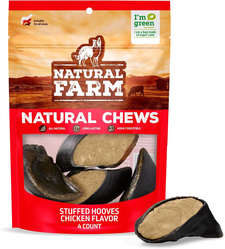 Cow Hooves (6 Pack), Odor-Free, All Natural Sourced from Farm-Raised Beef Hoof Dog Treats, Great Alternative to Bully Sticks or Rawhide, Dental Chew for Small, Medium, Large Breeds