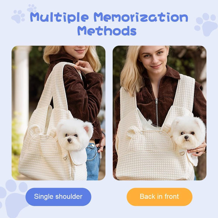 Geerlaqaly Pet Bag, Waffle Pattern Portable Soft Backpack for Outings, Cat and Dog Travel Camping Sightseeing Cross Chest Bag, with Adjustable Side Windows, Weighing Less than 13 Pounds,Grey