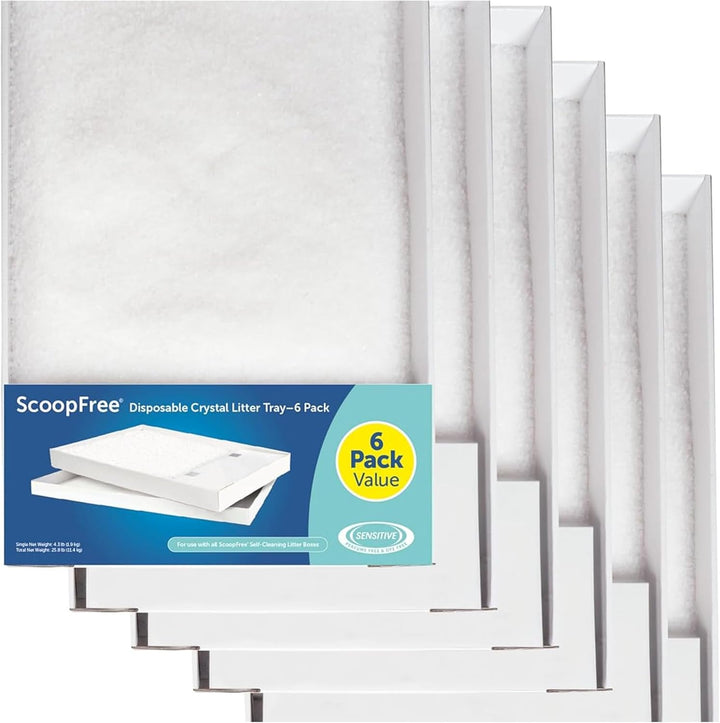 Scoopfree Disposable Crystal Cat Litter Tray - Easy Cleaning Box - Refill Tray for Electric Litter Box - Lavender Scent - 4.3 Lb Bags - 6 Pack
