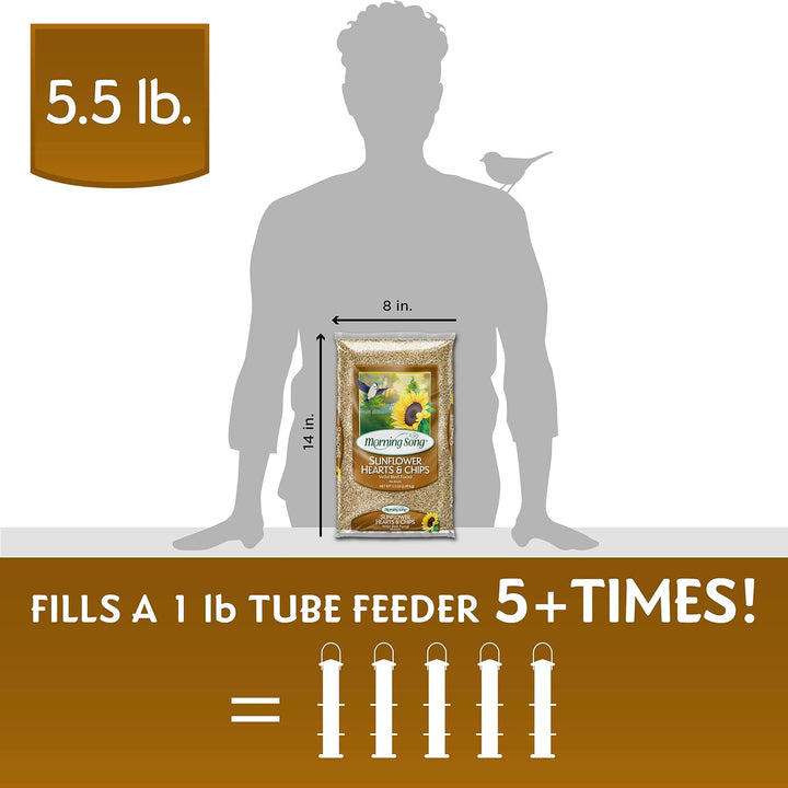 Sunflower Hearts & Chips Wild Bird Food, No Mess Sunflower Seeds for Birds, 5.5-Pound Bag