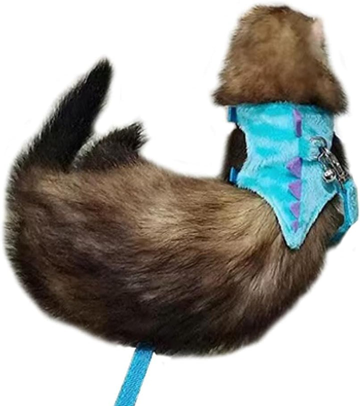 Ferret Harness and Leash Set Small Animals Vest Harness with Safe Bell Dinosaur Shaped Walking Clothes for Baby Rabbit Guinea Pig Teacup Chihuahua Mouse and Other Small Pet(Green Dinosaur)