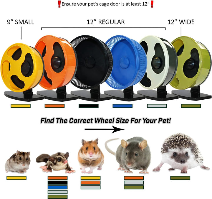 Silent Runner 12" Regular | Wheel + Cage Attachment | Sugar Gliders, Hamsters, Rats