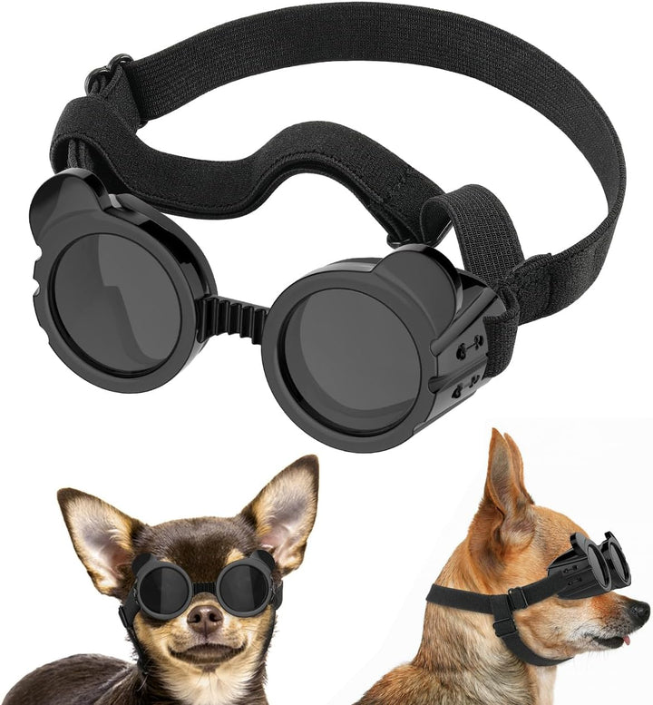 Small Dog Sunglasses UV Protection Goggles Eye Wear Protection with Adjustable Strap Doggy Heart Shape Anti-Fog Sunglasses for Pet Dogs Sun Glasses Doggie Windproof Glasses, Pink